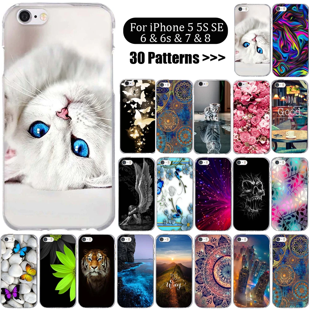 Силиконовые чехлы для iphone 6 s 7 чехол телефона с 3D рисунком мягкий тонкий из ТПУ iPhone
