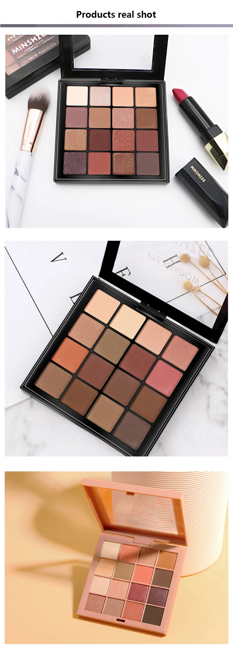 16 Color Eyeshadow Marble Dish Eye Makeup Waterproof Mineral Powder Shimmer Eye Shadow Make up Palette Cosmetics For Women