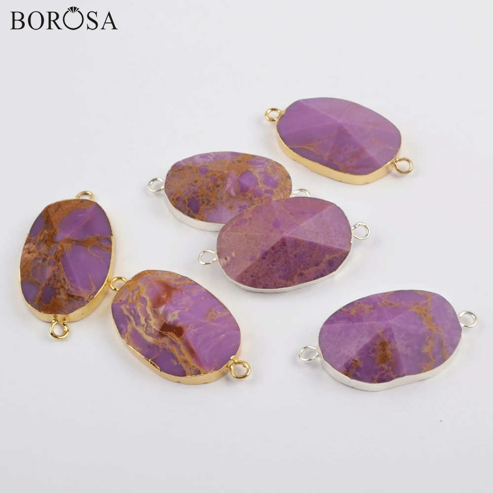 BOROSA 5 шт. Позолоченные/посеребренные соединители из мускувита и сахарита двойные