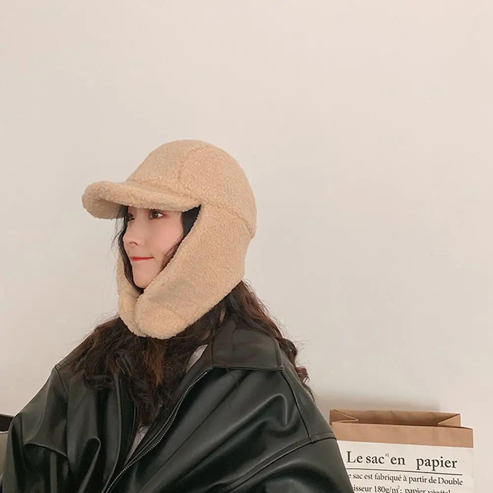 

MISSKY Women Hats Korean Style All Matching Thickened Baseball Cap Cute Ear Protection Plush Warm Hat For Autumn Winter
