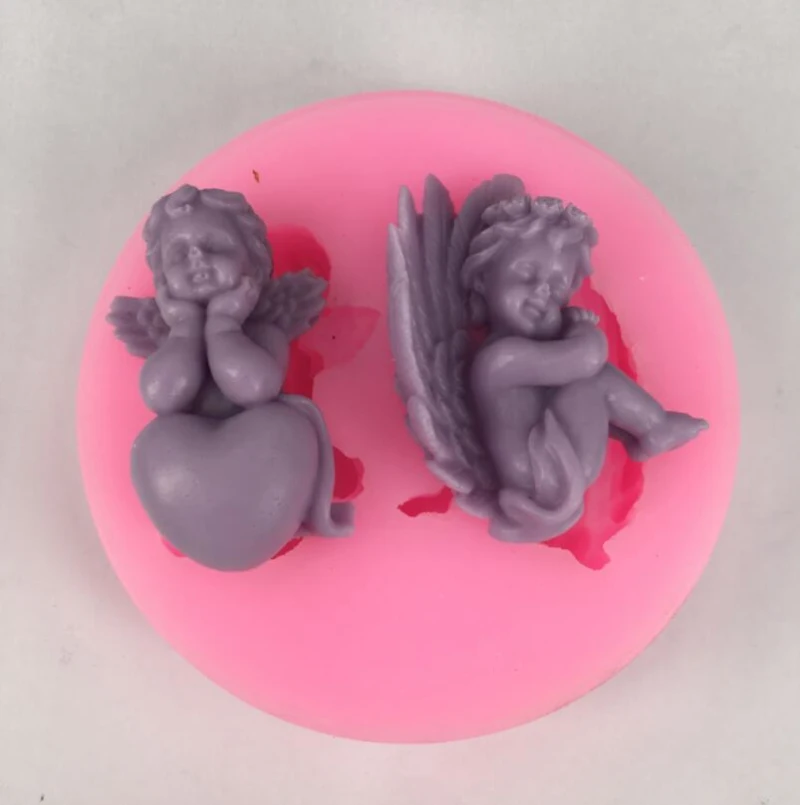 

3D Double Sleep Baby Angel Chocolate Cake DIY Decorating Mould Soap Form Plaster Silicone Mold Candle Making Tool Clay Crafts