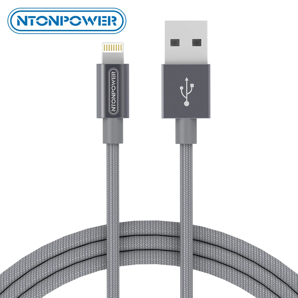 

NTONPOWER Data Cable Grey USB Wire Mobile Phone Charging Cable Usb Phone Cord Wire Braided Line For Phone 7/8/X/Xs/11 Pro
