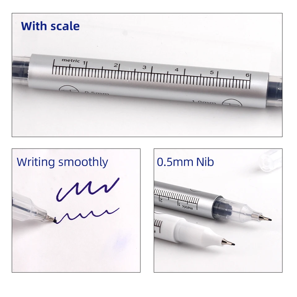 Tattoo Skin Marker Pen Tool Accessories Surgical Skin Marker for Eyebrow 0.5mm/1mm Fixed Point Pen with Ruler Set Tools