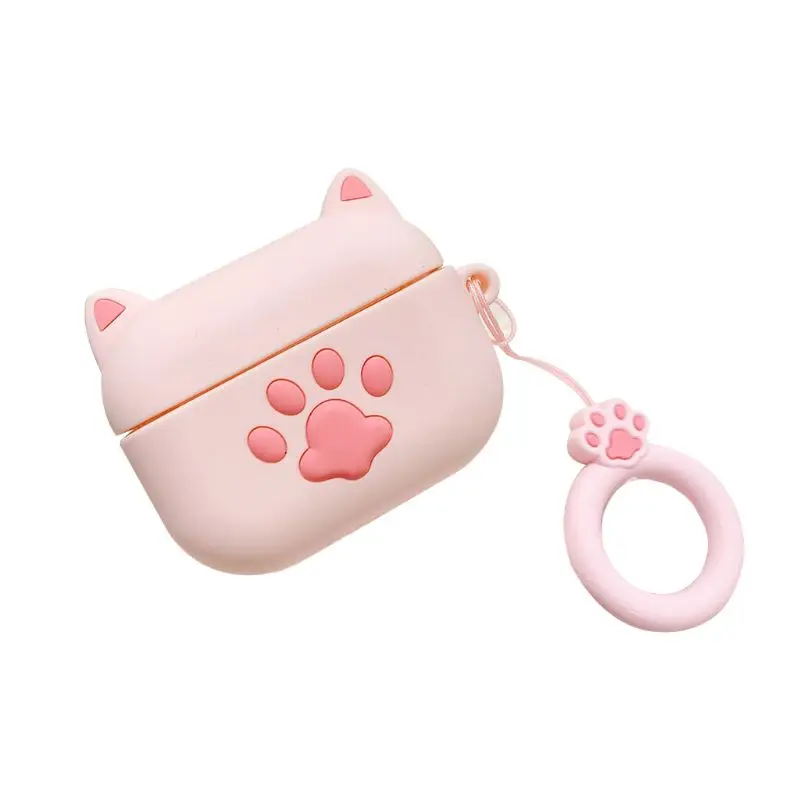 Cat Claw Protective Cover Silicone Earphone Case with Lanyard for Airpods Pro