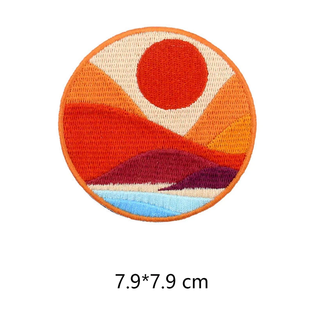 Scenery Sun Cute Iron On Patches For Clothes Handmade Sewing Patterns Embroidered Applique Patch On Clothes Stickers Vintage