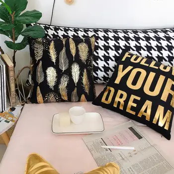

Nordic Creative Gilding Gold Cushion Cover Velvet Sofa Waist Throw Geometric Pillow Case Cover Letter Pineapple Lips Home Decor