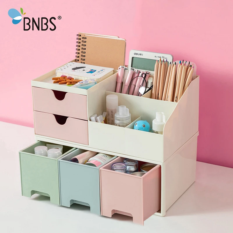 

BNBS Makeup Organizer Desktop Storage Box Container For Cosmetics Box For Jewelry Stationery Plastic Organizer Drawer Boxes