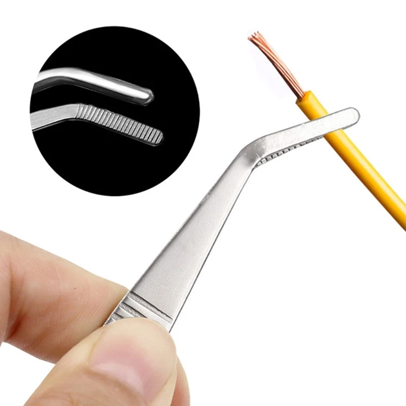 Stainless Steel Tweezer 12.5/14/16/18 cm Tweezers Non-Slip Straight Tweezers & Angled Professional AG30 21 Dropship