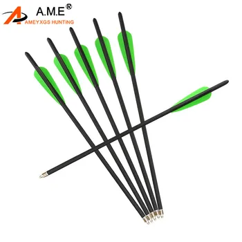 

6/12PC 16" Archery Crossbow Carbon Arrows Bolts Target Point Tips Shooting 4" Vanes For Outdoor Hunting Accessories