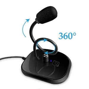 XIAOKOA USB Microphone for Computer PC With Volume Adjust and Mute Button Plug and Play for Recording Youtube PS4 Mic