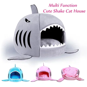 

Cute Dog Cat House Soft Nest Kennel Shark Sleeping Sofa For Dogs Cats Bed Puppy Kitten House Sleeping Bag Mat Pad Pet Products