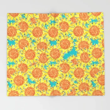 

Sunflower Cartoon Throws for Sofa Cute Kids Design Beautiful Sunflower Field Blankets Christmas Decorations Home Custom Blanket