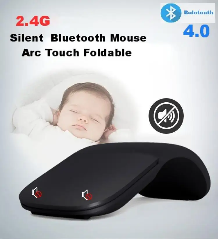 

2.4G Silent Wireless Mouse Arc Touch Foldable Mice Ultra Thin Laser Gaming Folding Mause For Microsoft PC Laptop