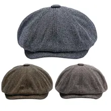 Унисекс Винтаж елочка Тыква плюща Кепка восьмиугольная Snap Brim Newsboy берет шляпа M6CD