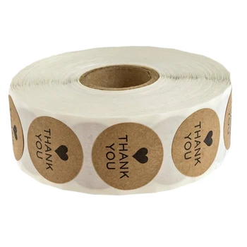 

Round Kraft Wedding Thanks Decor Stickers Student Stickers Thank You Stickers/500 Labels Per Roll