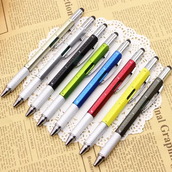

New Multifunctional Screwdriver Tool Caliper Spirit Level Scale Ballpoint Pen 1.0mm Gel Ink Pen Caliper Roller Ball Pen 4 Colors