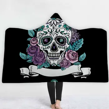 

3D Skull skeleton Hooded Blanket Cloak Cape Soft Wearable Cozy Throw Blanket New Halloween