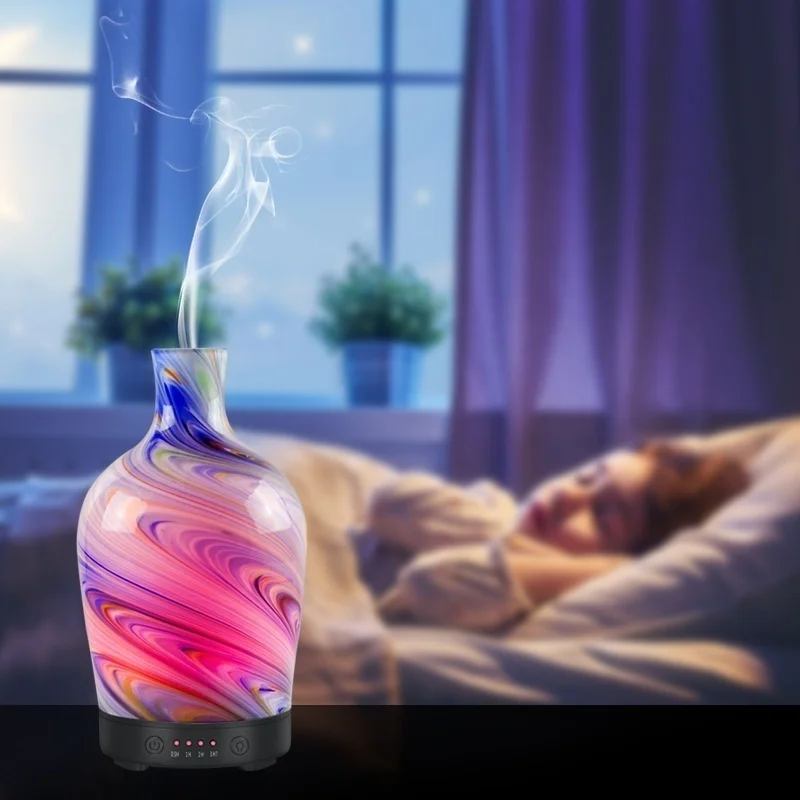 Стеклянный ароматерапия эфирное масло диффузор холодный туман увлажнитель воздуха 7 цветов меняющие светодиодные лампы для дома, офиса, спальни, гостиной