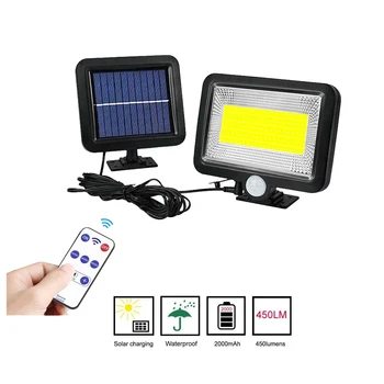 

100 LED solar LEDs Outdoor Light PIR Motion Sensor Garden Light Energy Saving Street Path Wall Lamp Sunlight seperable 5M cable