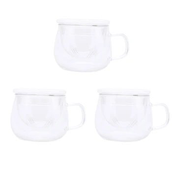

3sets Coffee Tea Mug Transparent Flower Tea Glass Cups Clear Coffee Tea Infuser Filter Lid Milk Juice Cup Drinkware Wholesale
