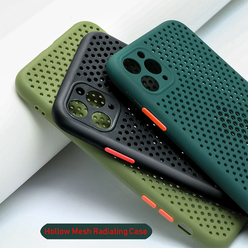 Heat Dissipation Breathable Cooling Case For iPhone 12 11 13 Pro Max XR XS Max X 8 7 6S Plus 12 13 Pro Soft TPU Plain Color Case best case for iphone 12 pro max