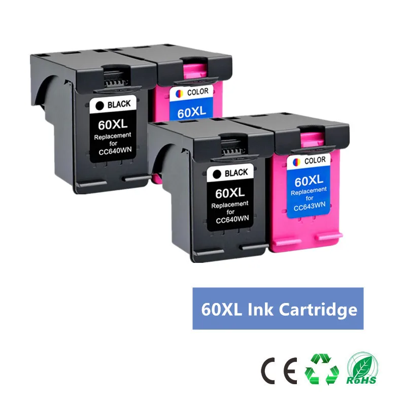 4PK чернильный картридж 60XL совместимый с hp 60 xl для hp60 F2480 F2420 F4480 F4580 F4280 D2660 D2530 D2560