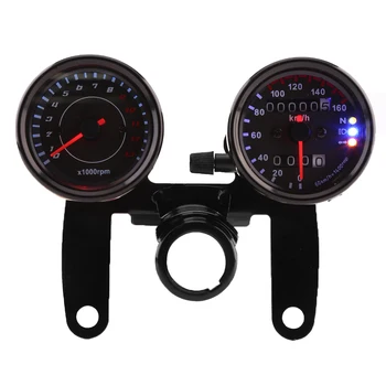 

12V Motorcycle 0-13000 RPM Tachometer Speedometer Dual Display Odometer Gauge Stainless steel shell with internal night light