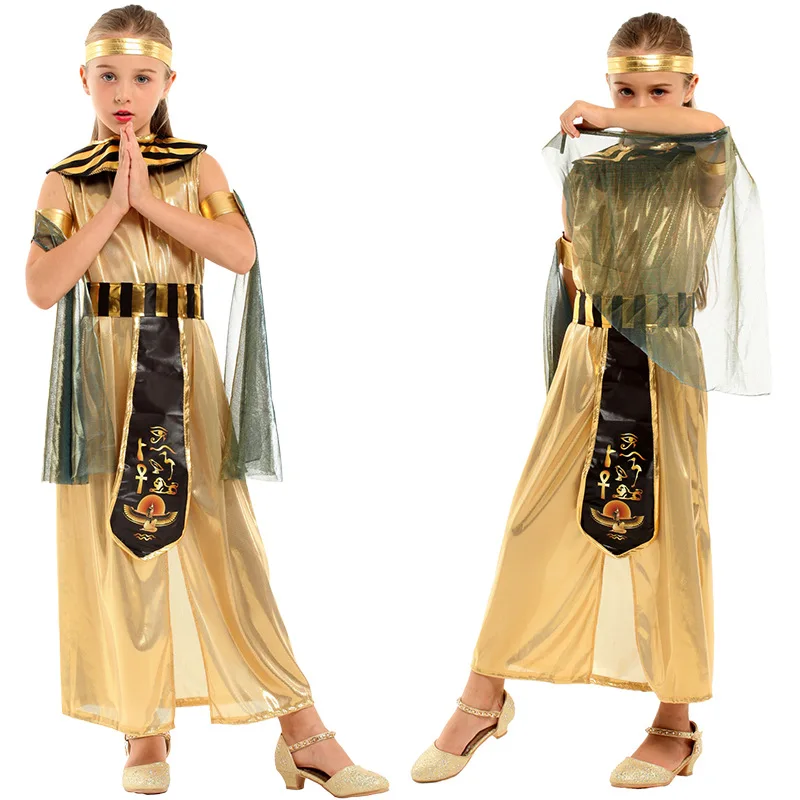 

Halloween Carnival Party Cosplay Costume for Kids Pharaoh Queen Egyptian Cleopatra Costume Girls for Ancient Egypt Fancy Dress