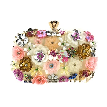 

Ladies Party Clutch Bag Flowers Beaded Bridal Bag Shoulder Bag Wedding Dress Clutch Dinner Bag