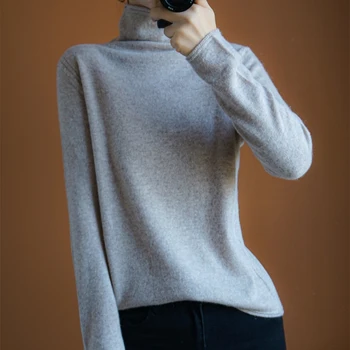 

Smpevrg lady turtleneck knitted sweater women pullover long sleeve fit soft female pullovers women sweater knit tops pull femme