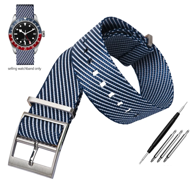 thumbnail image 1 of Correa para reloj Tudor Seiko de tela, correa de una sola pieza, ajustable, de una sola pasada, pulsera deportiva de 20 mm y 22 mm, 1 of 5