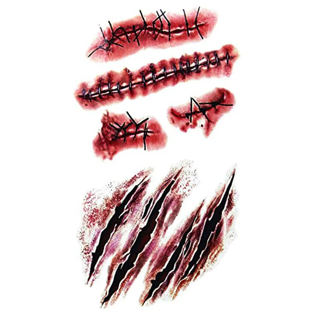 

Halloween Zombie Scars Tattoo Stickers Halloween Decorations False Wounds Horror Blood Scarf Stickers
