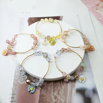 

New Style Trend Japanese Korean of Sweet Fashion Small Chrysanthemum Flower Pendant Crystal Bracelet Elegant Bracelet