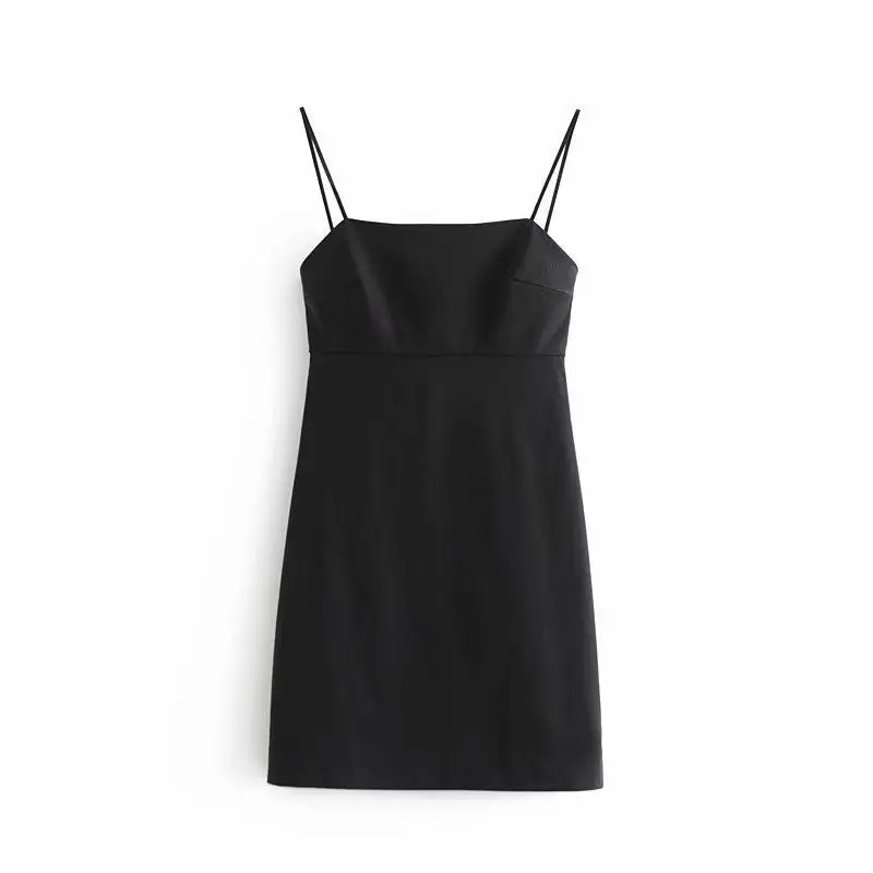 

2019 Summer Pullover High-waisted Sling Back Lace-up Solid Color Short Dress WOMEN'S Dress Dress