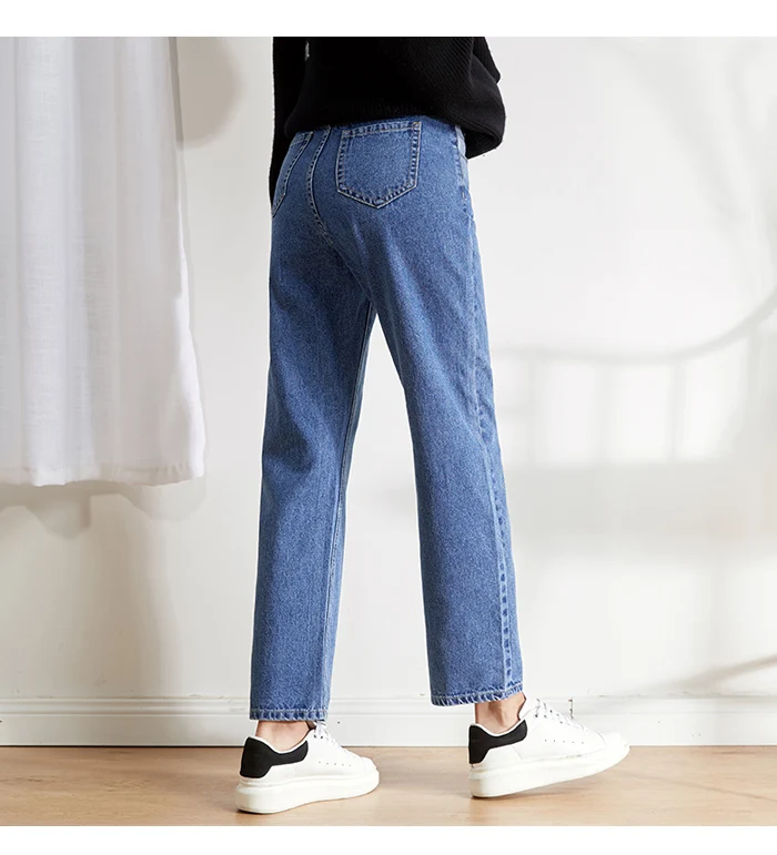 Женские джинсы в стиле бойфренда LEIJIJEANS, прямые теплые джинсы с карманами подходящего цвета, новая удобная модель 9117 на осень