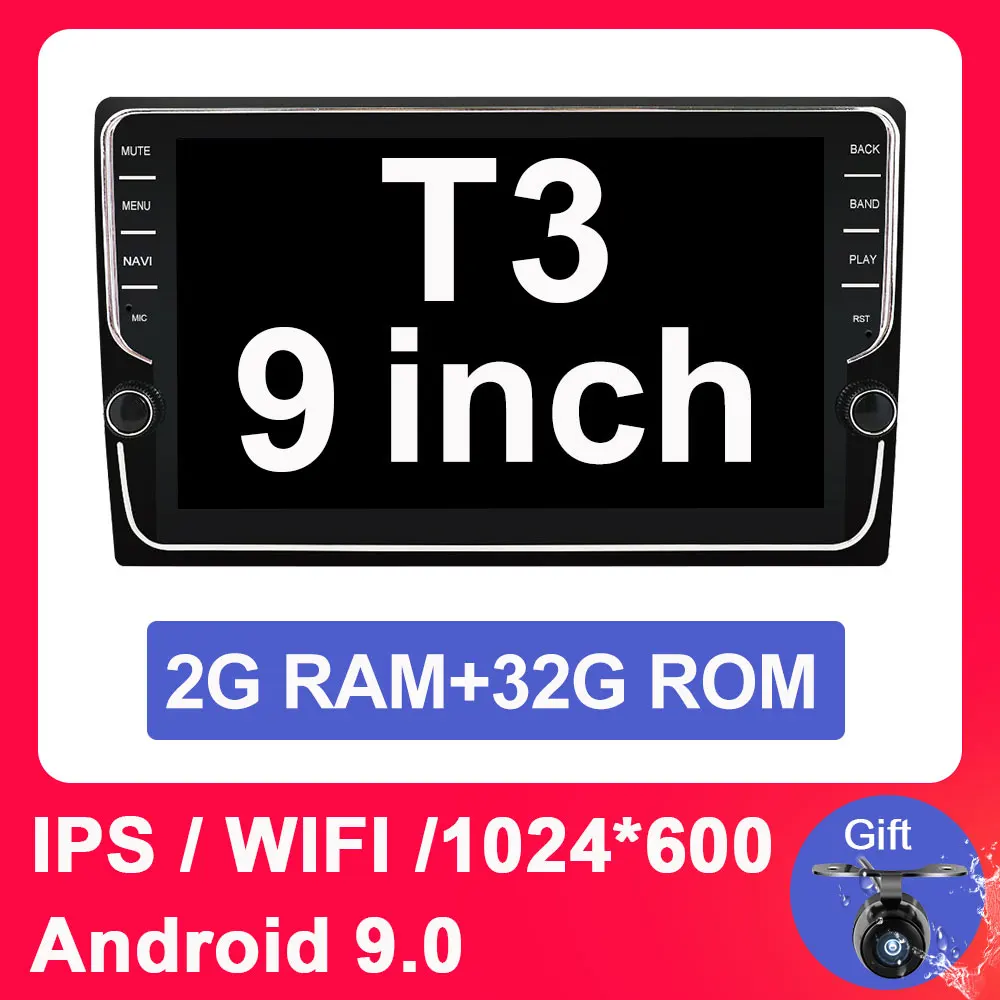 9 inch T3 4CORE Eunavi 9 дюймов Android 9,0 универсальный автомобильный Радио стерео 4G 64G RK3399 2 din Автомобильный dvd-плеер на основе Android gps навигация wifi BT аудио - Цвет: 9 inch T3 4CORE