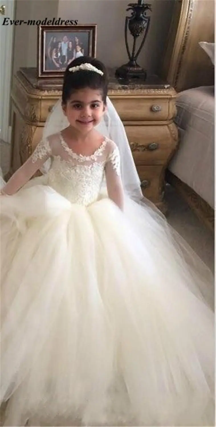 Vestido/кружевное бальное платье; Платья с цветочным узором для девочек; коллекция года; платья для первого причастия с длинными рукавами; пышные платья для девочек