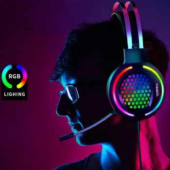 

Wired Gaming Headset 7.1 Virtual Surround Sound Stereo Earphones Headphones For PC Light USB RGB Microphone Breathing Gamer J2B2