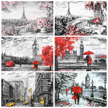 

AZQSD Adult Paint By Numbers Scenery Unframe DIY Handmade Gift Acrylic Paint Coloring By Numbers Tower Decor For Home