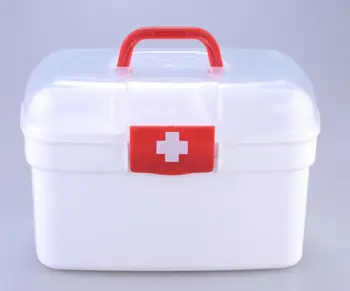 

First Aid Clear Top Case w/Removable Tray & Handle Family Emergency Kit Storage Organizer Plastic Storage Case With Clear Lid