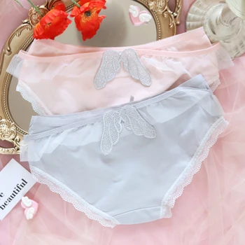 

Fairy Angel Wing Underwear Sexy Lovely Bow Lace Trim Briefs Japanese Soft Girl Pure Cotton Sweet Fresh Student Panties Underwear