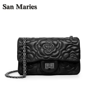 

San Maries Luxury Floral Bag For Women Brand Designer Lambskin Shoulder Bags Purse Top Quality Crossbody Flap 22.26.30CM