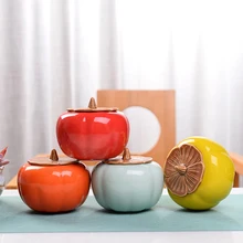 Керамический чайный набор в форме Хурмы, маленький портативный чайный набор, пуэр, зеленый чай, герметичные банки, резервуары для хранения, дорожный чайный лист, коробка