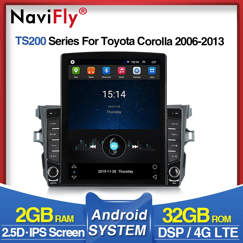 Автомобильный мультимедийный плеер 4G LTE IPS DSP 9 7 &quotAndroid 0 радио для Toyota Corolla E140/150 2007
