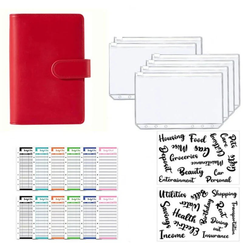A6 PU Leder Binder Budget Planer Bargeld Umschlag Brieftasche System mit Budget Umschlägen Binder Taschen für Budgetierung – Detail 1