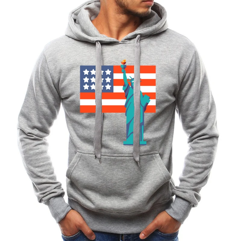 

Men's Fashion Hooded Sweater, Flag Printing Sweater