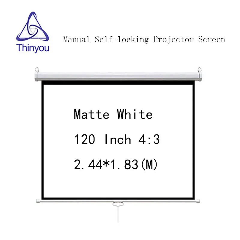 Матовый белый самоблокирующийся экран проектора Thinyou 120 дюймов 4:3 ручной