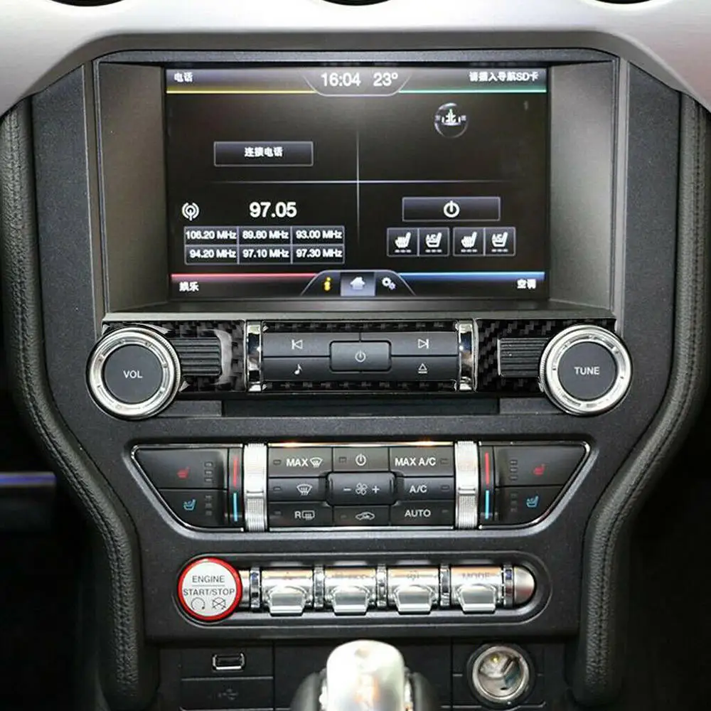 4 шт. карбоновая консоль CD кнопка переключения Накладка для Ford Mustang