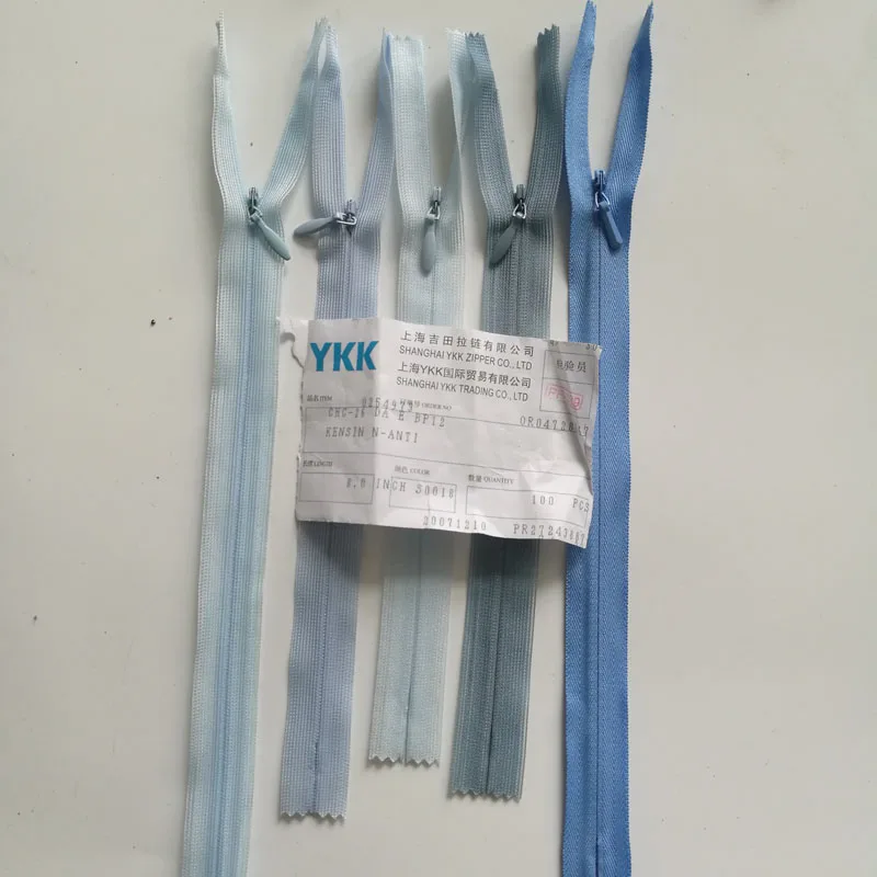 

30pcs/lot Sky Blue Gray YKK Invisible Lace Zipper Dress Skirt Pants Shirt Pocket Bag Sewing Notions Tailoring Accessories