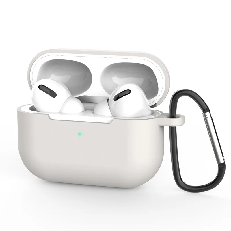 light grey Airpods Pro Чехол для наушников Apple силиконовый защитный чехол с брелком Apple беспроводные наушники Airpods Pro 3 Чехол - Цвет: light grey